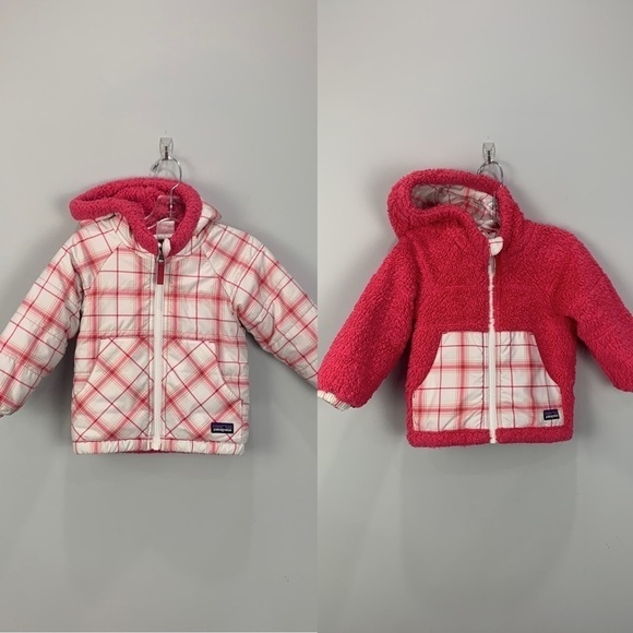 Patagonia Kids Pink Plaid Reversible Jacket